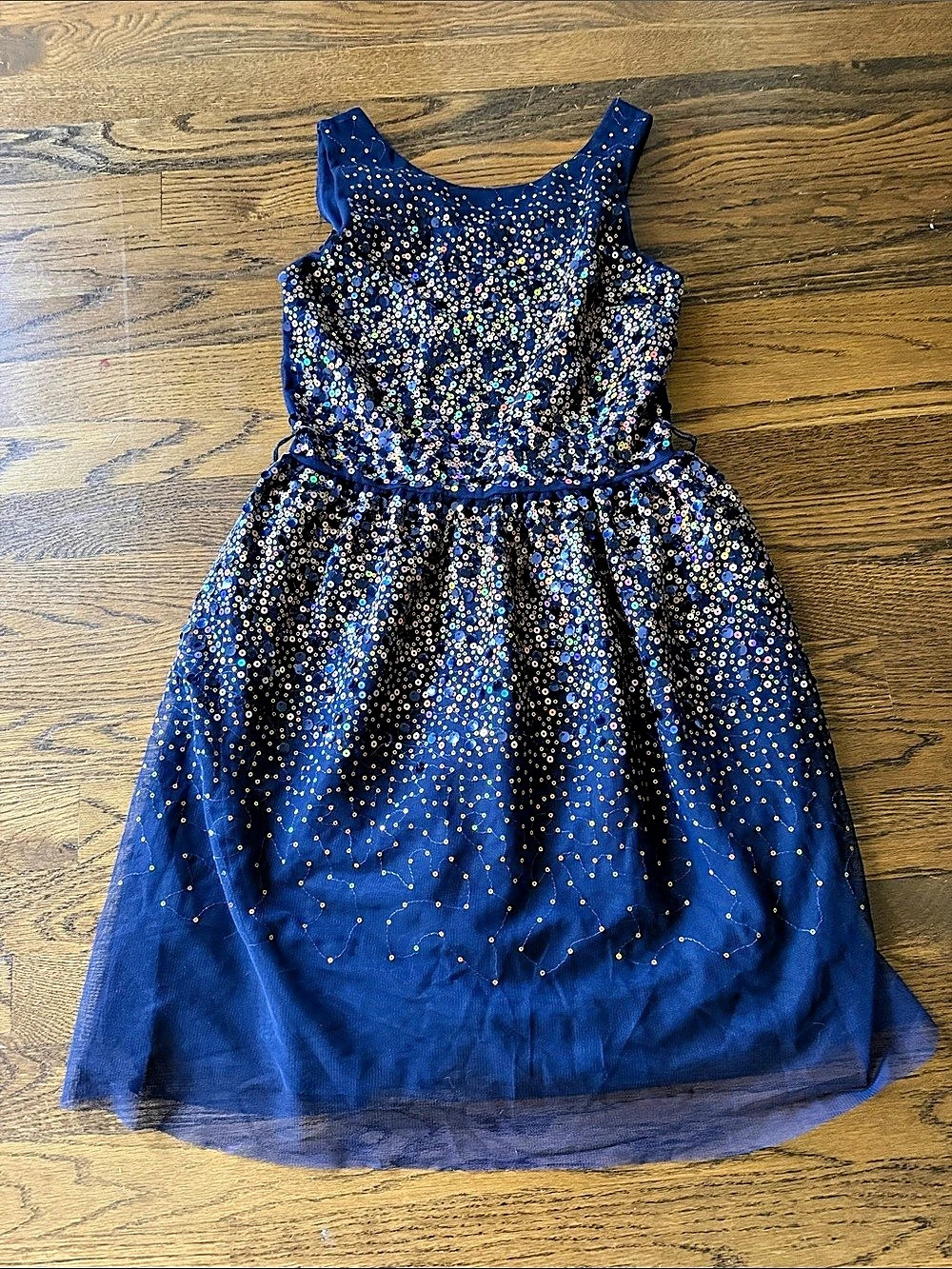 H&M Sequin Mini Dress in Blue & Multicolor Size Medium Excellent Condition 2